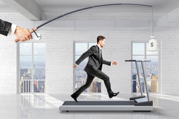 businessman running on a treadmill